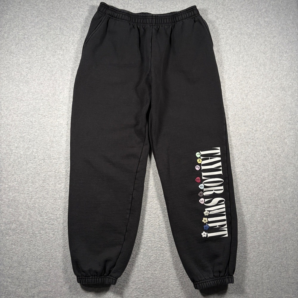 Taylor Swift The Eras Tour Sweatpants Women XL Black Graphic Joggers Lounge